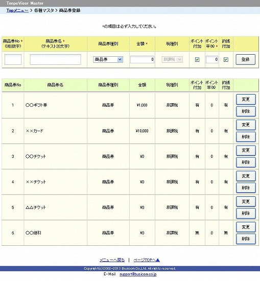 商品券登録
