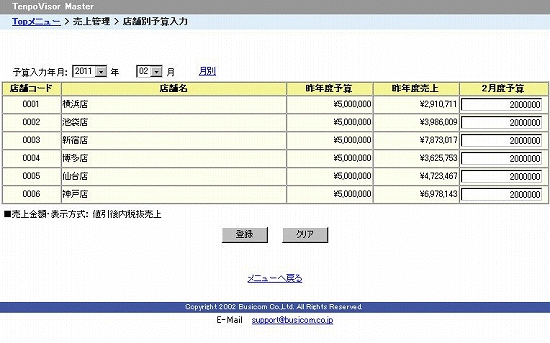 予算入力画面